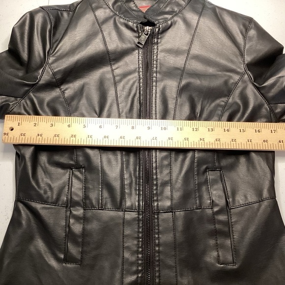 USA Leather Company Black Womens Sz M PU Leather Full Zip Jacket Moto Biker - Picture 10 of 11